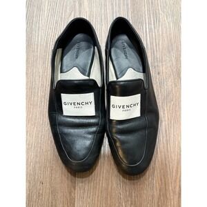 Givenchy Black Leather Logo Patch Loafers Size 38 Made in Italy Slip On Flats